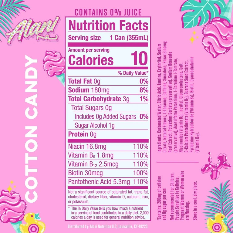 Alani Nu Energy Drink Cotton Candy 12oz | Walmart (US)