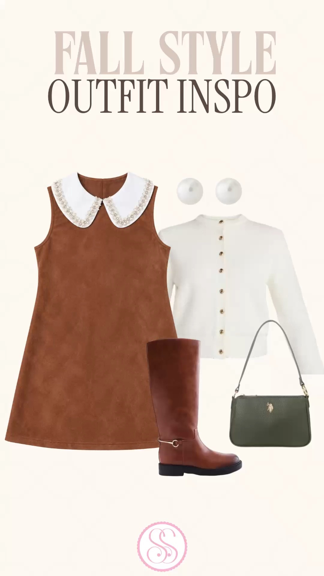 Fall outfit ideas | preppy fall style | collared mini dress | fall dress with boots | feminine fall outfits

The embellished collar with the riding boots. This is exactly how I want to wear a little fall dress. Feminine, classic and a little dressed up, with pieces you can keep mixing into your wardrobe.

The brown mini dress has a white Peter Pan collar edged with sparkling detail, so you already have the prettiest focal point. Add pearl studs, a cream cardigan with gold tone buttons and tall brown boots, then finish with an olive shoulder bag. I love the green with these warm neutrals.

Wear the cardigan open so the collar shows, or drape it over your shoulders while it’s still warm. When temperatures drop, add tights and you can keep wearing this fall outfit into the holiday season.

Such a pretty option for fall brunch, church, Thanksgiving dinner or a weekend lunch date. The riding boots bring that heritage prep look, while the collar and pearls keep it feminine. If you love classic preppy style, this gives you an entire outfit to shop and plenty of pieces to wear again.

The cardigan works with jeans and trousers, the boots work with other fall dresses and skirts, and the shoulder bag goes straight into your everyday rotation. Shop the complete look below, or pick up the piece your fall wardrobe is missing.

fall outfit ideas women, fall outfit inspo, preppy fall outfits, fall dresses women, brown mini dress, Peter Pan collar dress, embellished collar dress, collared dress outfit, fall dress with boots, riding boots outfit, knee high boots outfit, cream cardigan outfit, olive shoulder bag, feminine fall style, heritage prep, classic preppy outfits, Thanksgiving outfit women, fall brunch outfit, fall fashion haul, fall wardrobe staples

#LTKStyleTip #LTKootd #PreppyStyle #FallOutfits #FallDresses #FallOutfitIdeas

#LTKSeasonal #LTKWorkwear #LTKPetite