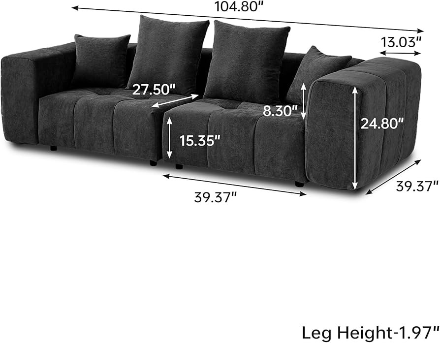 JACH 2 Seater Sofas Sectional Couches, Modern Love Seat Office Couch, Loveseat Modular Couch, Coz... | Amazon (US)