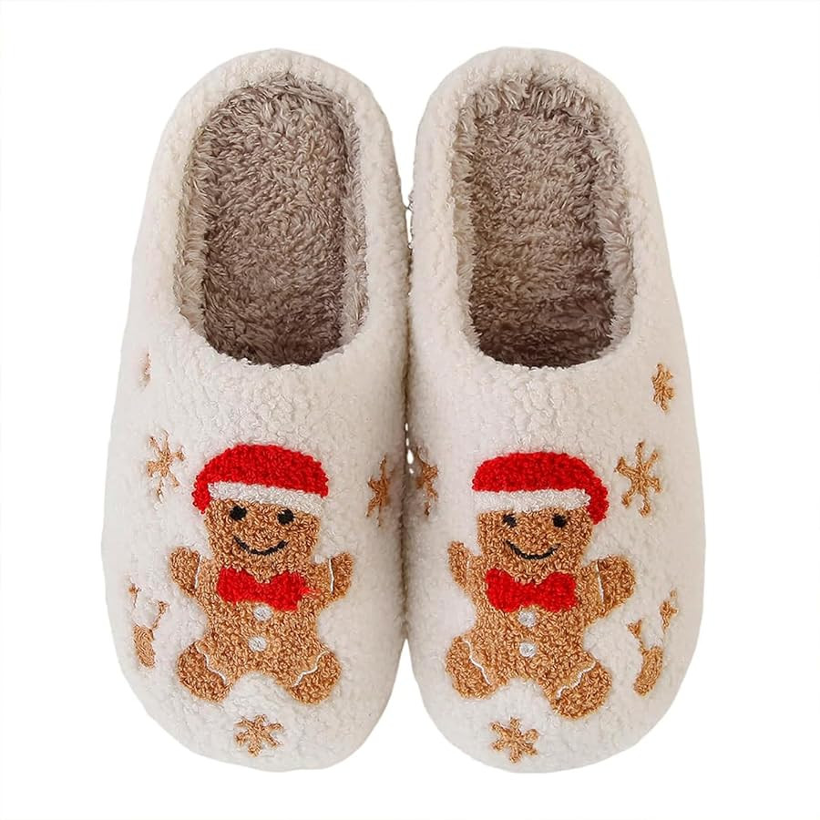 Christmas Slippers For Women's And Men's Gingerbread Man Slippers Deer Slippers Soft Memory Foam ... | Amazon (US)