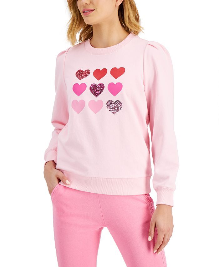 Charter Club Petite Heart-Graphic Sweatshirt, Created for Macy's & Reviews - Tops - Petites - Mac... | Macys (US)