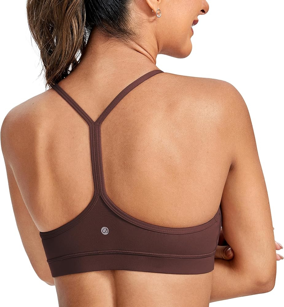 CRZ YOGA Butterluxe Womens Y Back Sports Bra - Padded Racerback Low Impact Spaghetti Thin Strap W... | Amazon (US)