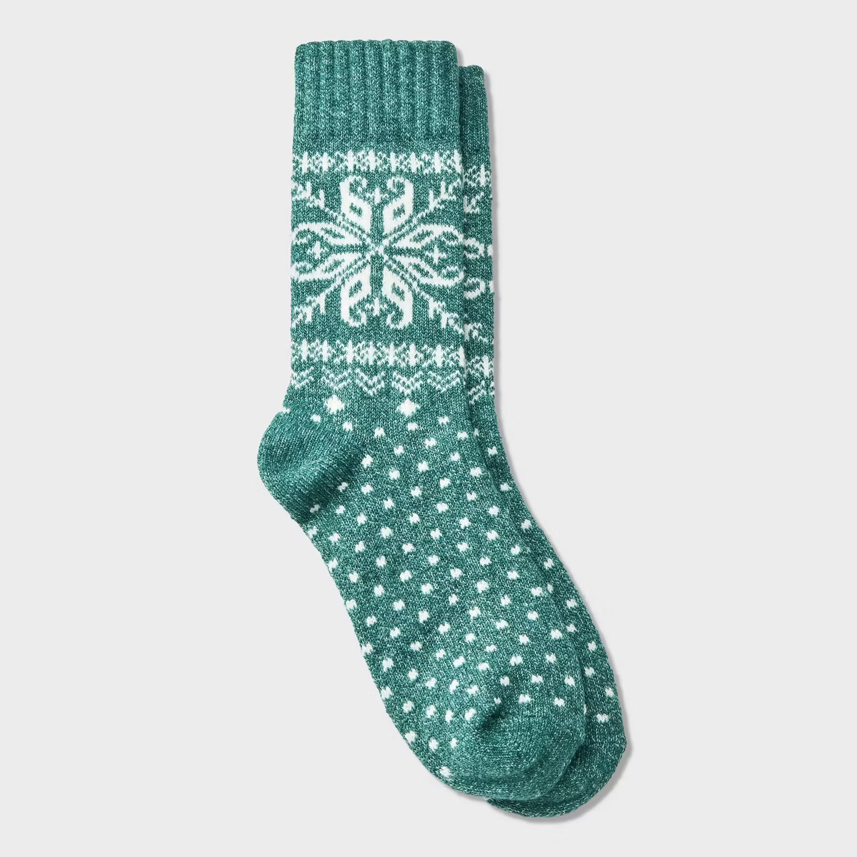 Women's Cozy Alpine Snowflake Crew Super Soft Socks - Universal Thread™ Green | Target