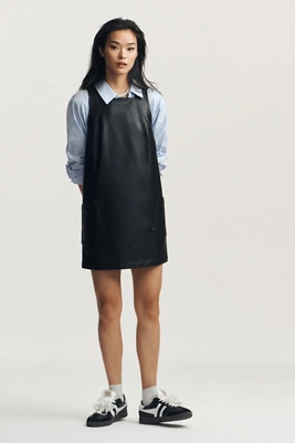 Maeve Sleeveless Faux-Leather Shift Mini Dress | Anthropologie (US)