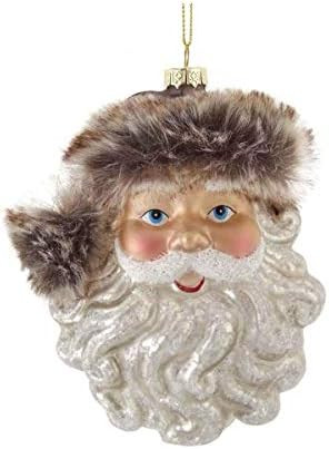 Kurt Adler C6378 Santa Head with Brown Faux Fur Hanging Ornament, 5-inch High, Glass,Christmas | Amazon (US)