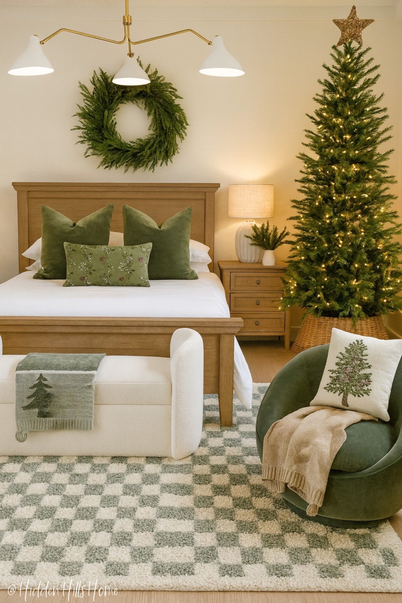 Christmas bedroom mood board, holiday decor, Christmas tree, nightstands, rug, bedding, Christmas room, holiday bedroom, green Christmas decor #Christmas 


#LTKSeasonal #LTKHome #LTKSaleAlert