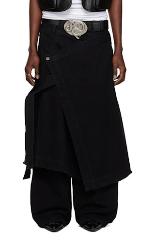 Black Apron Denim Skirt | SSENSE