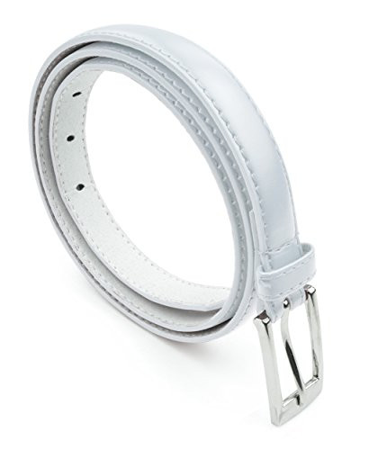 Belle Donne, White Belt Women's Leather Skinny Hip or Waist Dress Belt -White Belts for Women -S | Amazon (US)