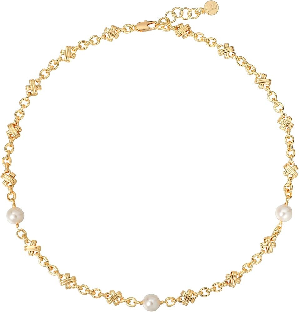 MTMY Beaded Necklaces for Women 14K Gold Plated Dainty Colorful Green/Rose Beaded Pearl Choker Ne... | Amazon (US)