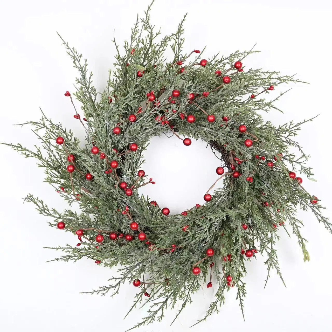22" Artificial Winter Christmas Cypress Berry Wreath For Front Door | Wayfair North America