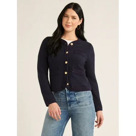 Free Assembly Women’s and Women s Plus Welt Pocket Cardigan Sweater Lightweight Sizes XS-4X | Walmart (US)
