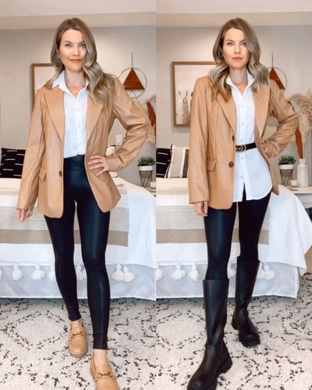 Must-Have Faux Leather Blazer for spring! $40 and currently in stock allll sizes! Check out my reel for 6 ways to style this blazer, from winter to the spring transition. 🙌🏻

#LTKFind #LTKunder50 #LTKstyletip