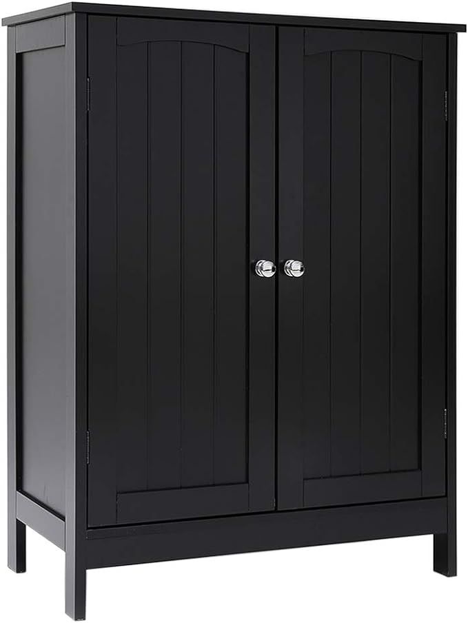 IWELL Black Bathroom Floor Storage Cabinet with 2 Shelf, 3 Heights Available, Free Standing Kitch... | Amazon (US)