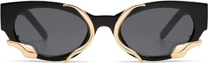 Trendy Sunglasses for Women Men Vintage Narrow Cateye Metal Snake Sunnie Y2k Accessories AP3621 | Amazon (US)