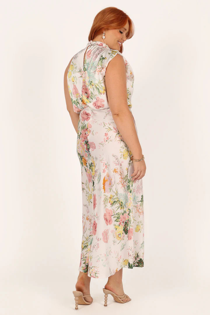 Anabelle Halter Neck Midi Dress - White Floral | Petal & Pup (US)