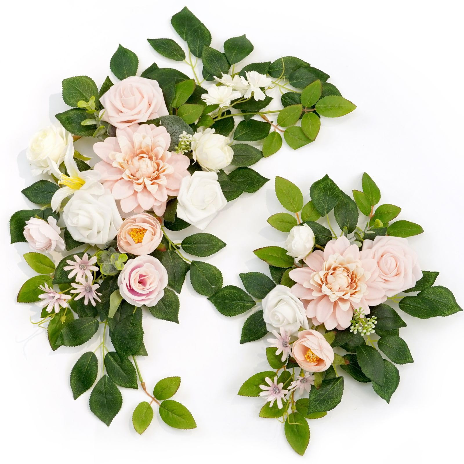 Wedding Decor (Pack of 2) Welcome Sign Flower Backdrop Garland for Ceremony Reception Wall Easel ... | Amazon (US)