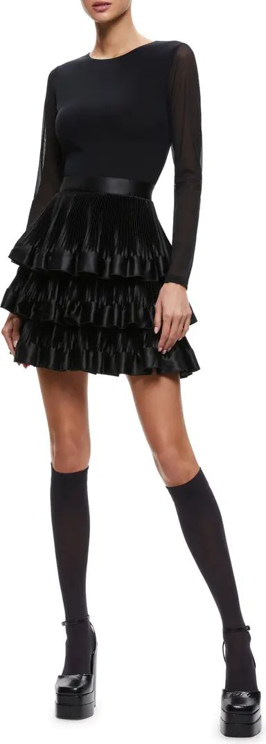 Chara Long Sleeve Pleated Tiered Ruffle Minidress | Nordstrom