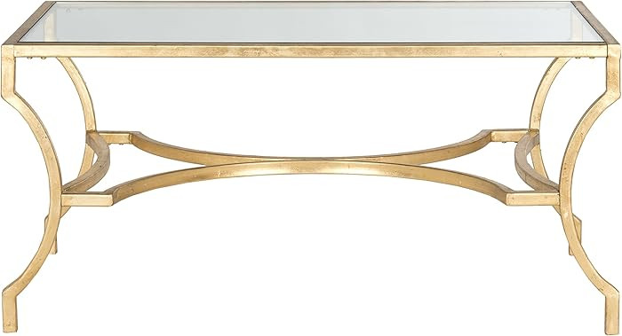 SAFAVIEH Home Collection – Alphonse Gold Leaf Curved Leg Coffee Table with Tempered Glass Top, ... | Amazon (US)