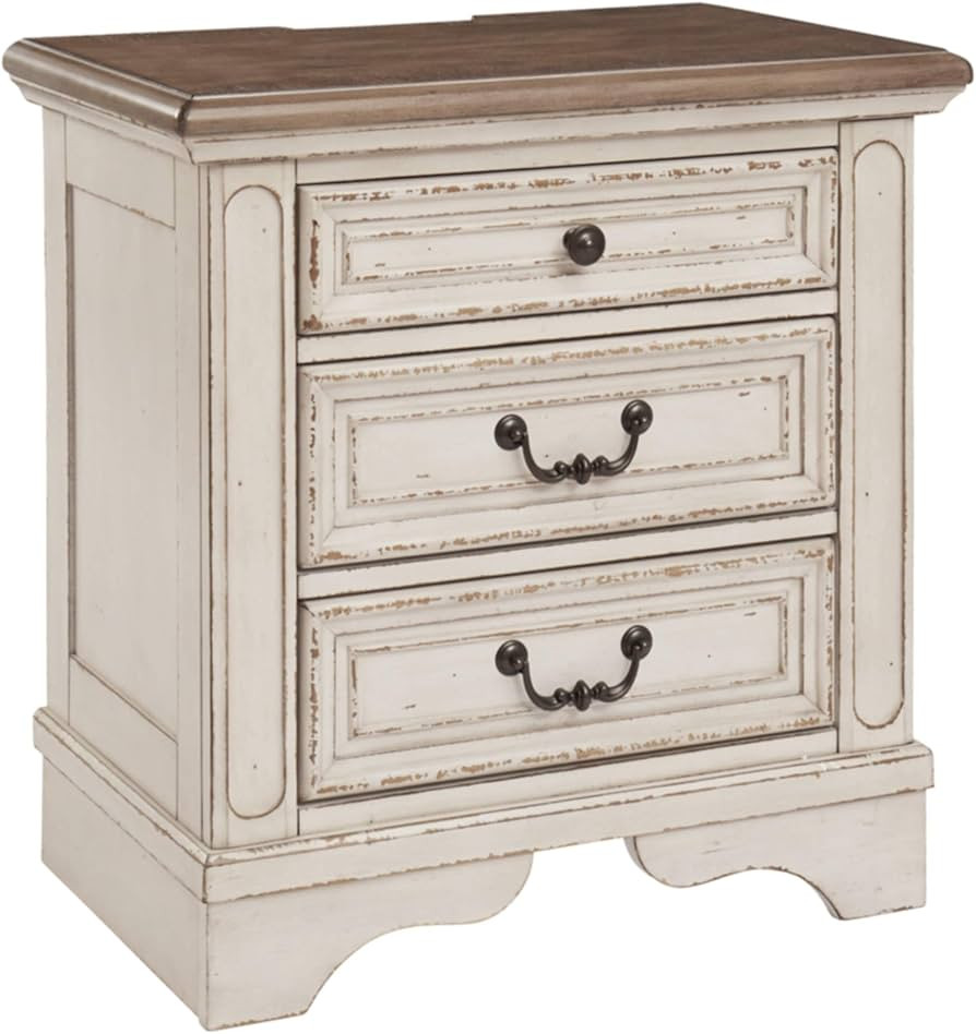 Signature Design by Ashley Realyn French Country 3 Drawer Nightstand with Electrical Outlets & US... | Amazon (US)