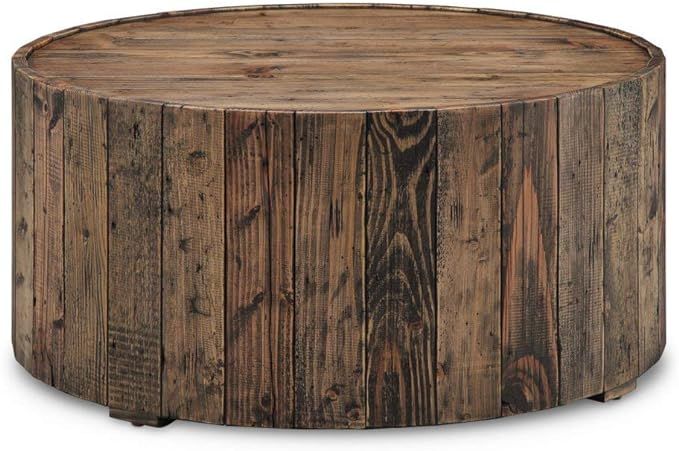 Magnussen Dakota Reclaimed Wood Round Cocktail Table with Casters, 16.5" x 34" x 34" | Amazon (US)