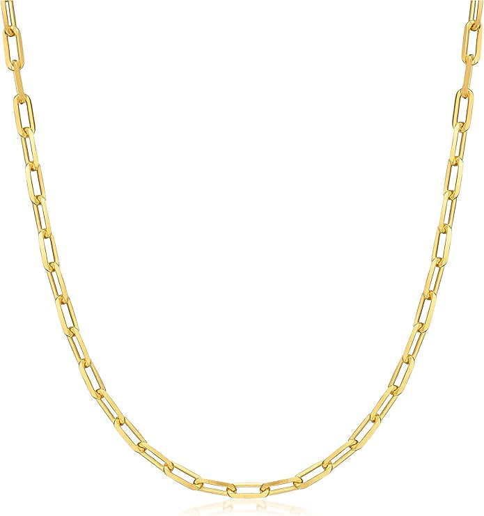 Barzel 18K Gold Plated Paperclip Necklace Chain 4MM - Made In Brazil | Amazon (US)