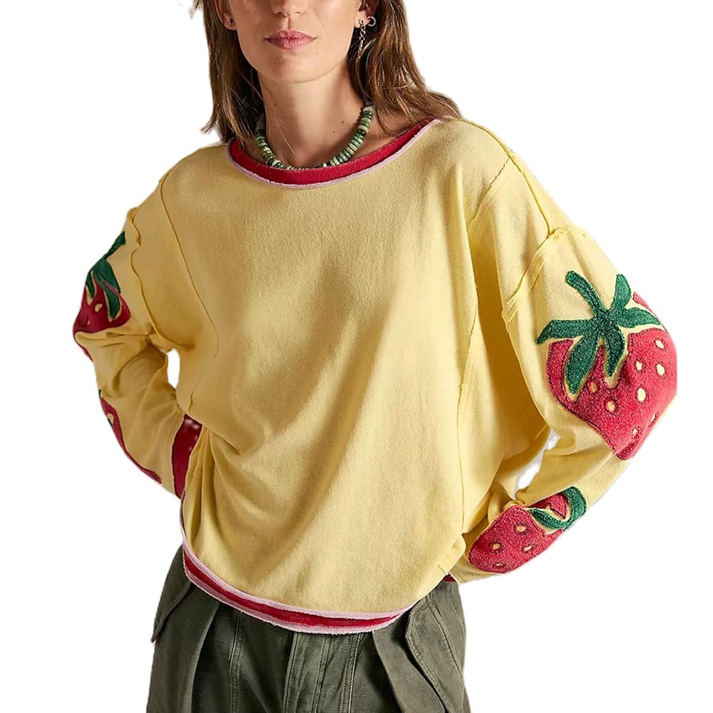 Y2k Women Long Sleeve Cute Graphic Print Oversized Sweatshirt Aesthetic Preppy Teen Girl Pullover... | Amazon (US)