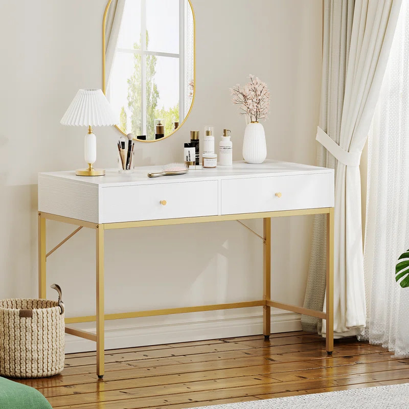 Mercer41 47" Vanity Desk with 2 Drawers, Makeup Vanity, Vanity Desk, Vanity Table, Bedroom Vanity... | Wayfair North America