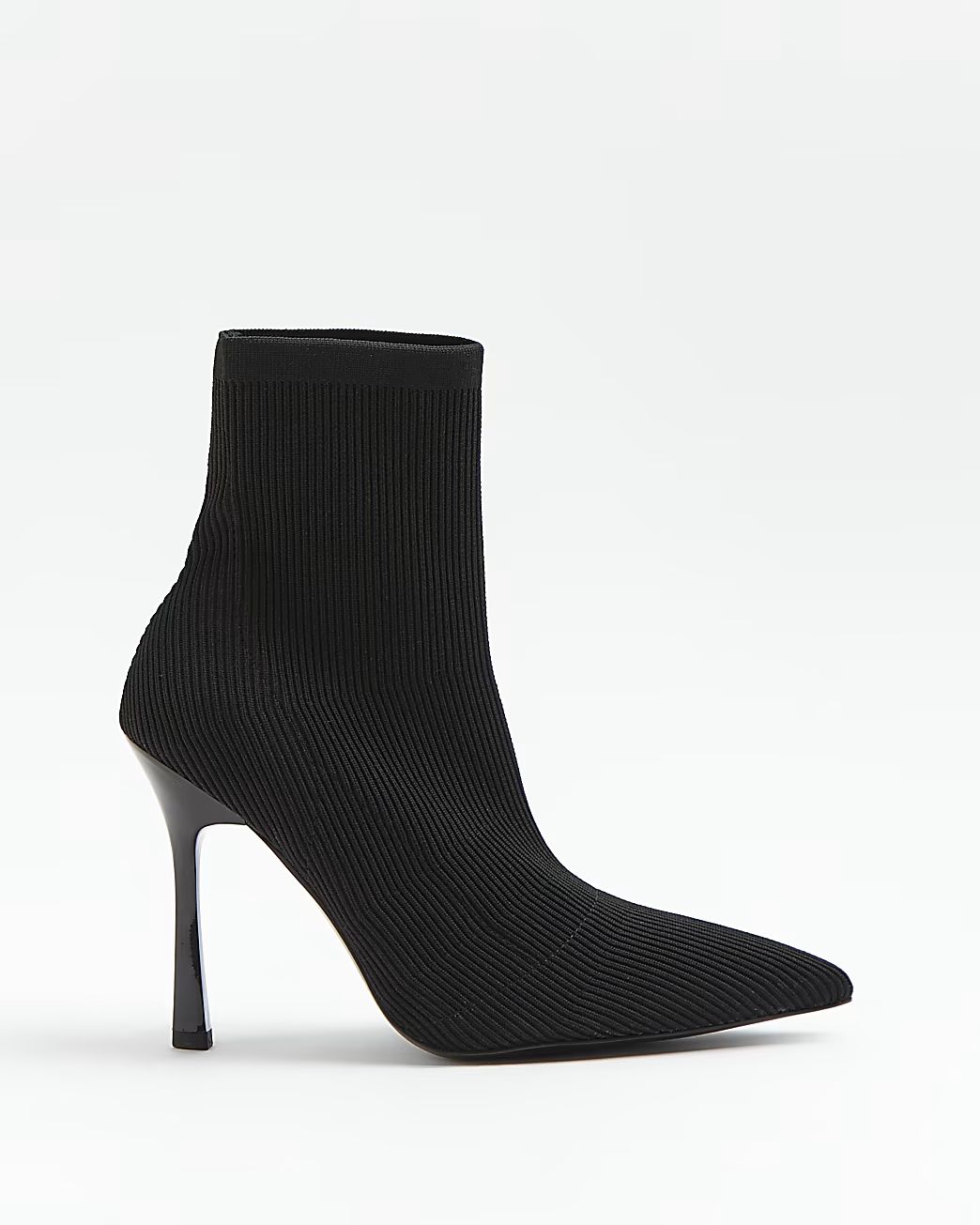 Black wide fit heeled sock boots | River Island (UK & IE)