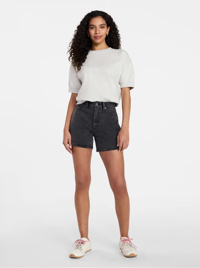Time and Tru Women's High Rise Denim Shorts, 5" Inseam, Sizes 0-20 | Walmart (US)