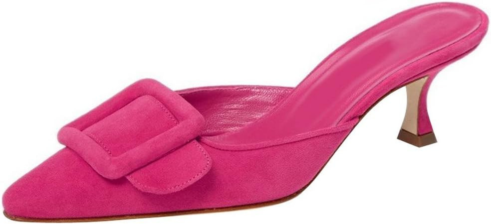 Divanne Heeled Mules for Women, Pointed Toe Slingback Pumps Buckle Kitten Heels Mules Slides Back... | Amazon (US)