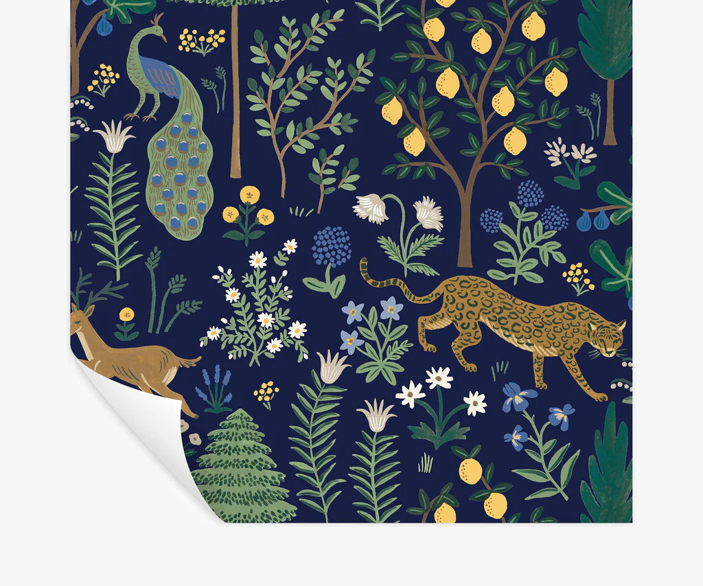 Menagerie Peel & Stick Wallpaper - Navy | Rifle Paper Co.