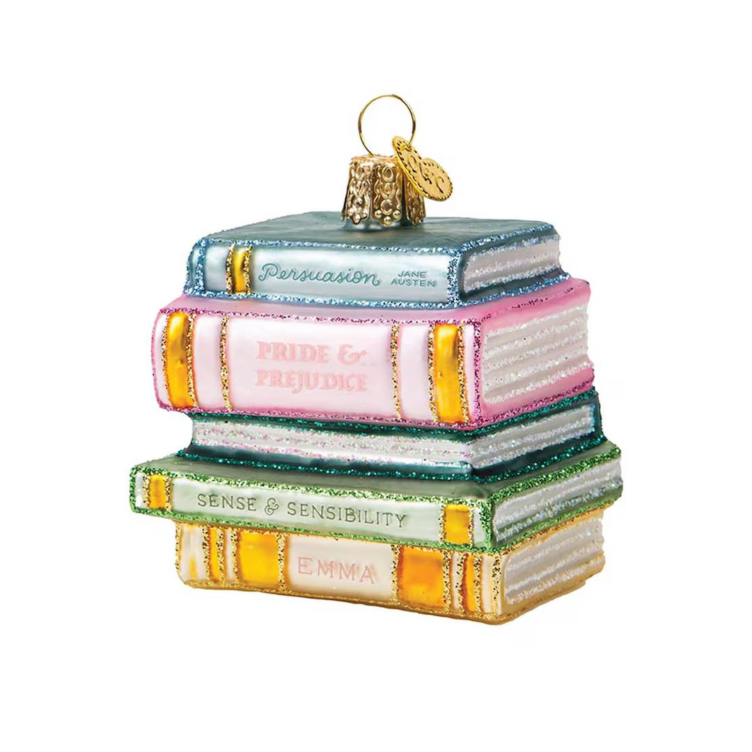Riley Blake - Jane Austen Stack of Books Blown Glass Christmas Tree Holiday Ornament - Etsy | Etsy (US)