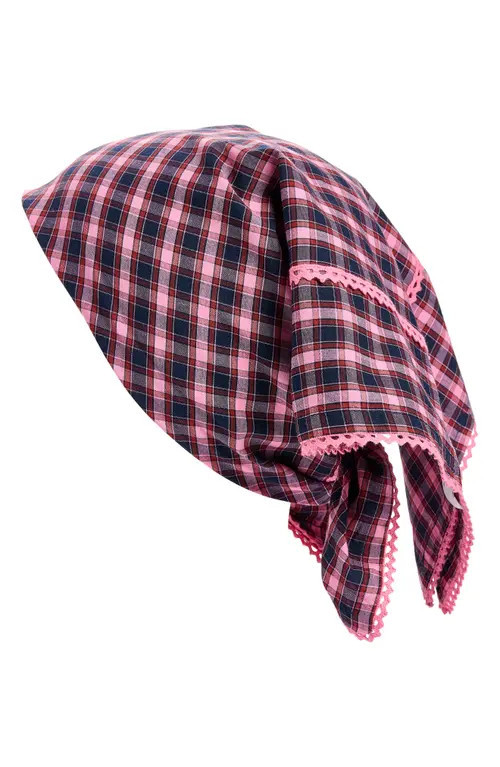 Damson Madder Check Organic Cotton Bandana in Magenta at Nordstrom | Nordstrom