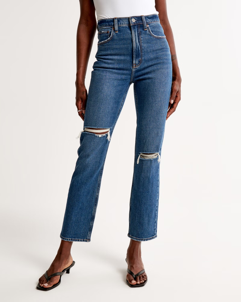 Ultra High Rise Ankle Straight Jean | Abercrombie & Fitch (US)