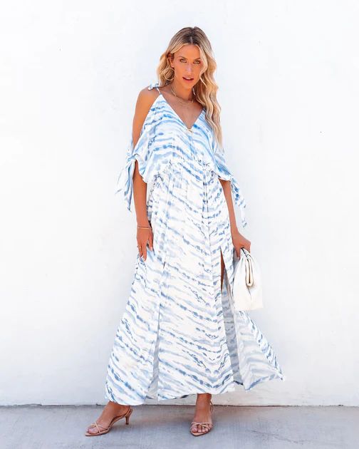 Strikingly Blue Cold Shoulder Maxi Dress - FINAL SALE | VICI Collection