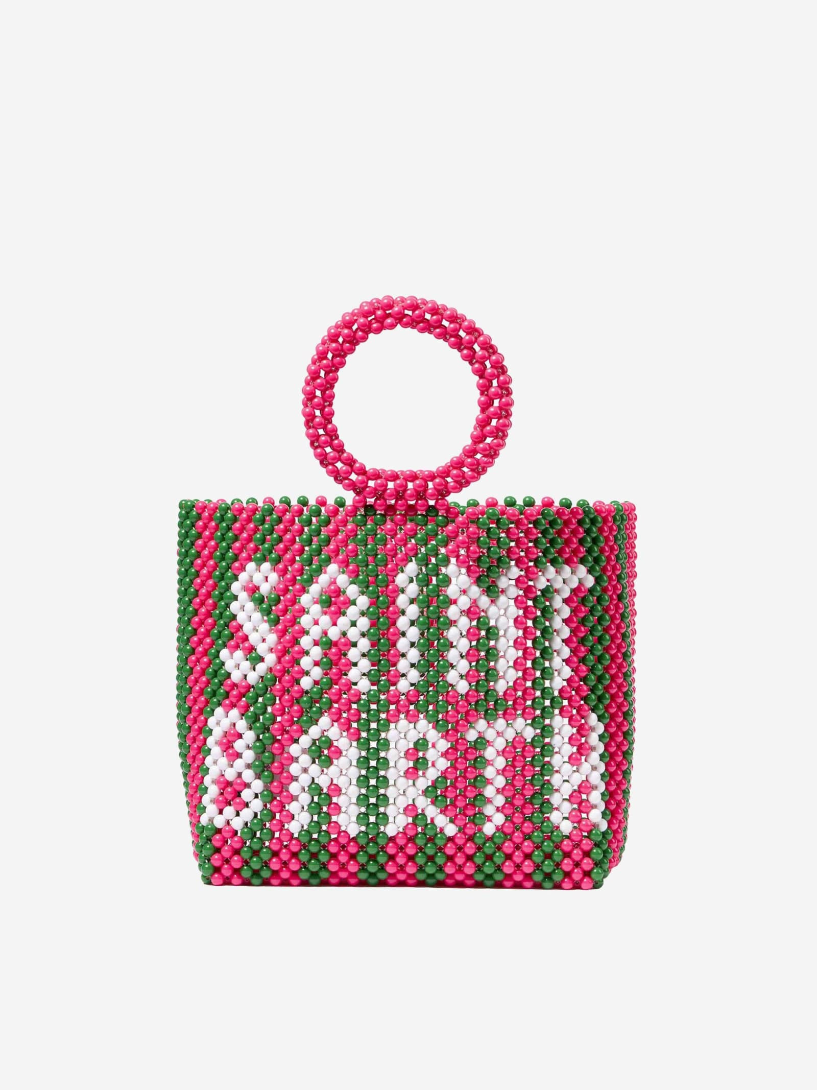 MC2 Saint Barth Beaded Handbag With Pink And Green Stripes | Italist.com US