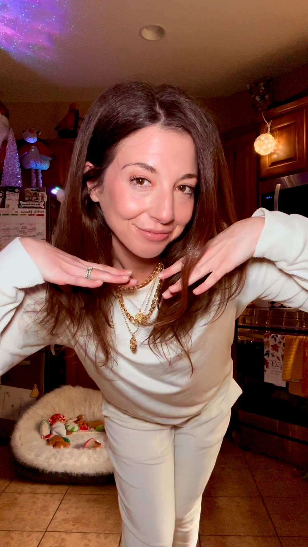 Casual Chic. Fall Fashion. Comfy Cozy.
White Sweater Set. Neutral Matching Set. Christmas Slippers. Trendy Gold Layered Necklace.

#LTKSeasonal #LTKootd #LTKOver40