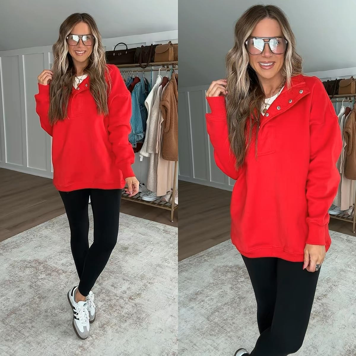 Feeling comfy and stylish in this cozy oversized sweatshirt and my new go-to sneakers! Perfect for a casual day out. Shoes fit true to size.  

 #LTKootd #LTKmomlife #LTKActive