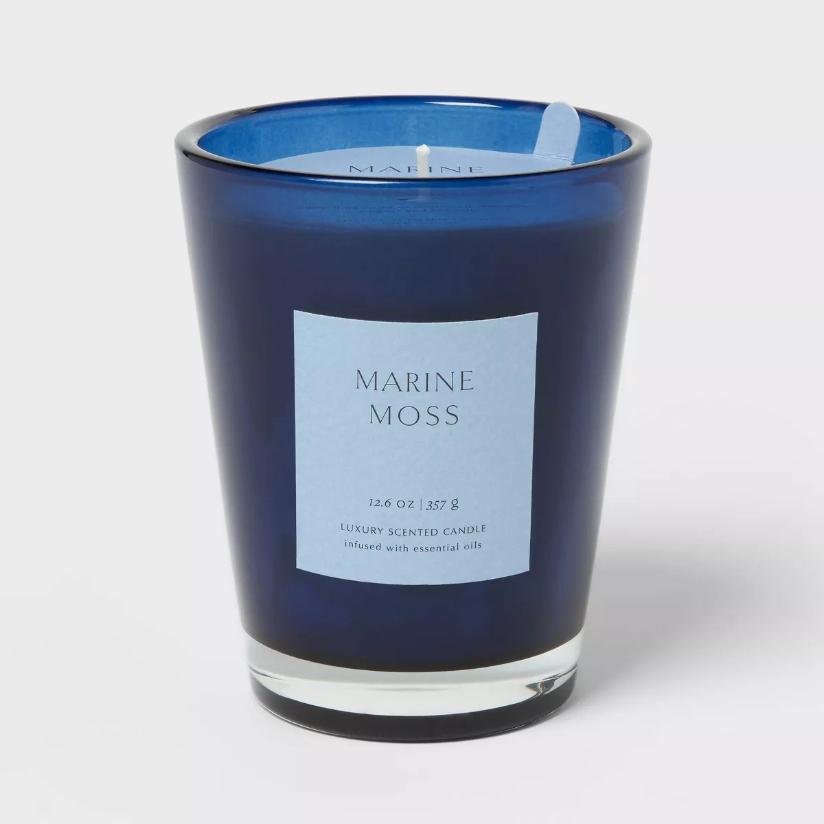 12oz Colored Vase Glass Candle with Dustcover Blue and Marine Moss - Threshold™ | Target