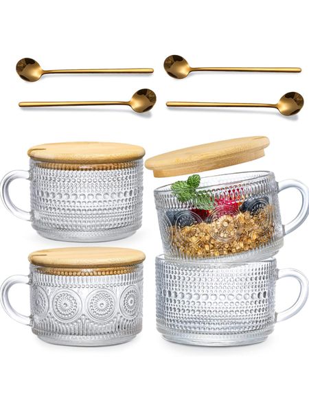 Gorgeous glass mugs with wooden lid & gold spoons 

Linked a 2 pack and a 4 pack 


Housewarming gift, wedding gift, the coffee lover, overnight oats lover

#LTKhome #LTKFind #LTKunder50