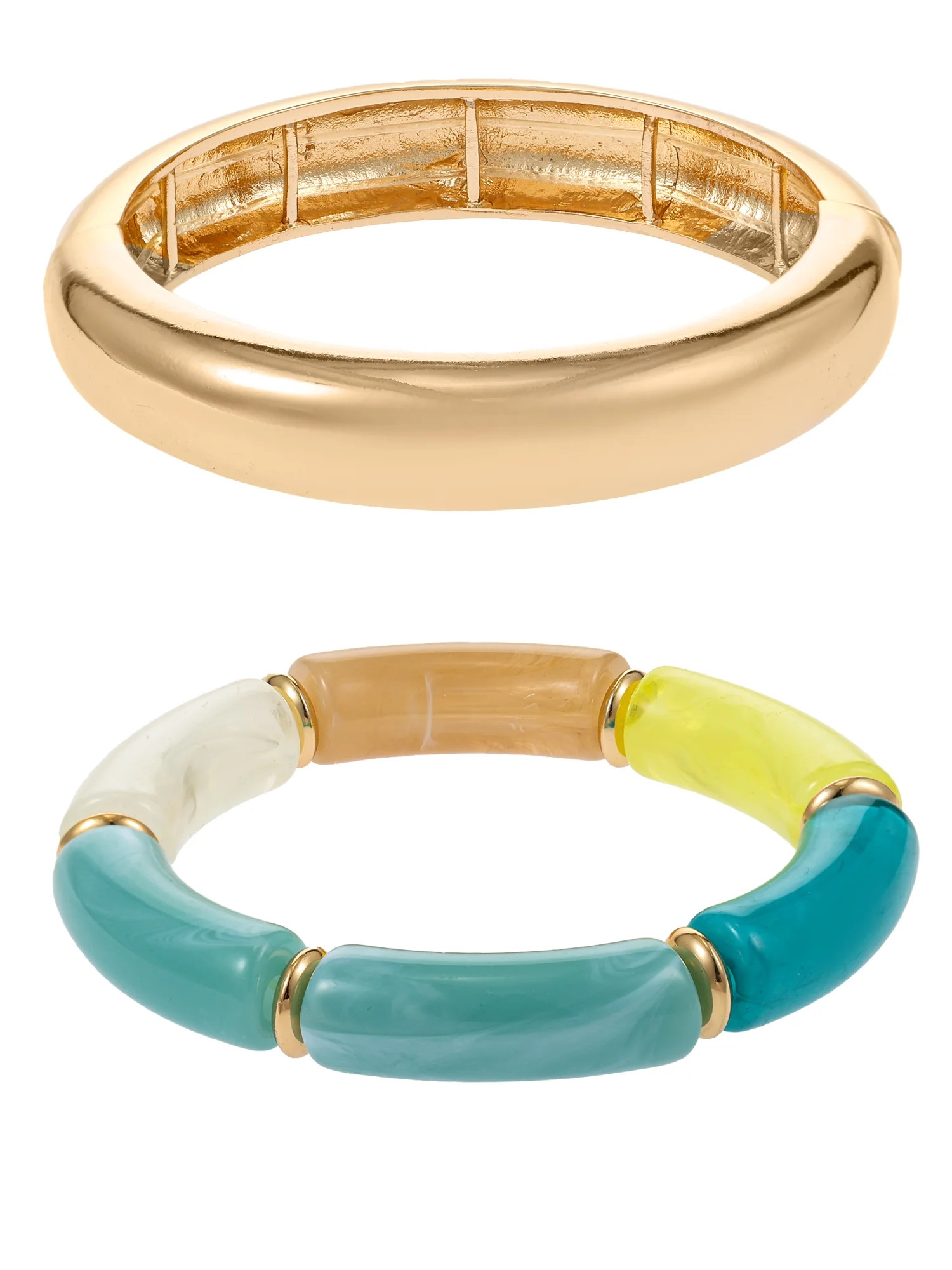 Time and Tru Chunky Bangle Bracelet Set, Blue and Green, 2 Pieces | Walmart (US)