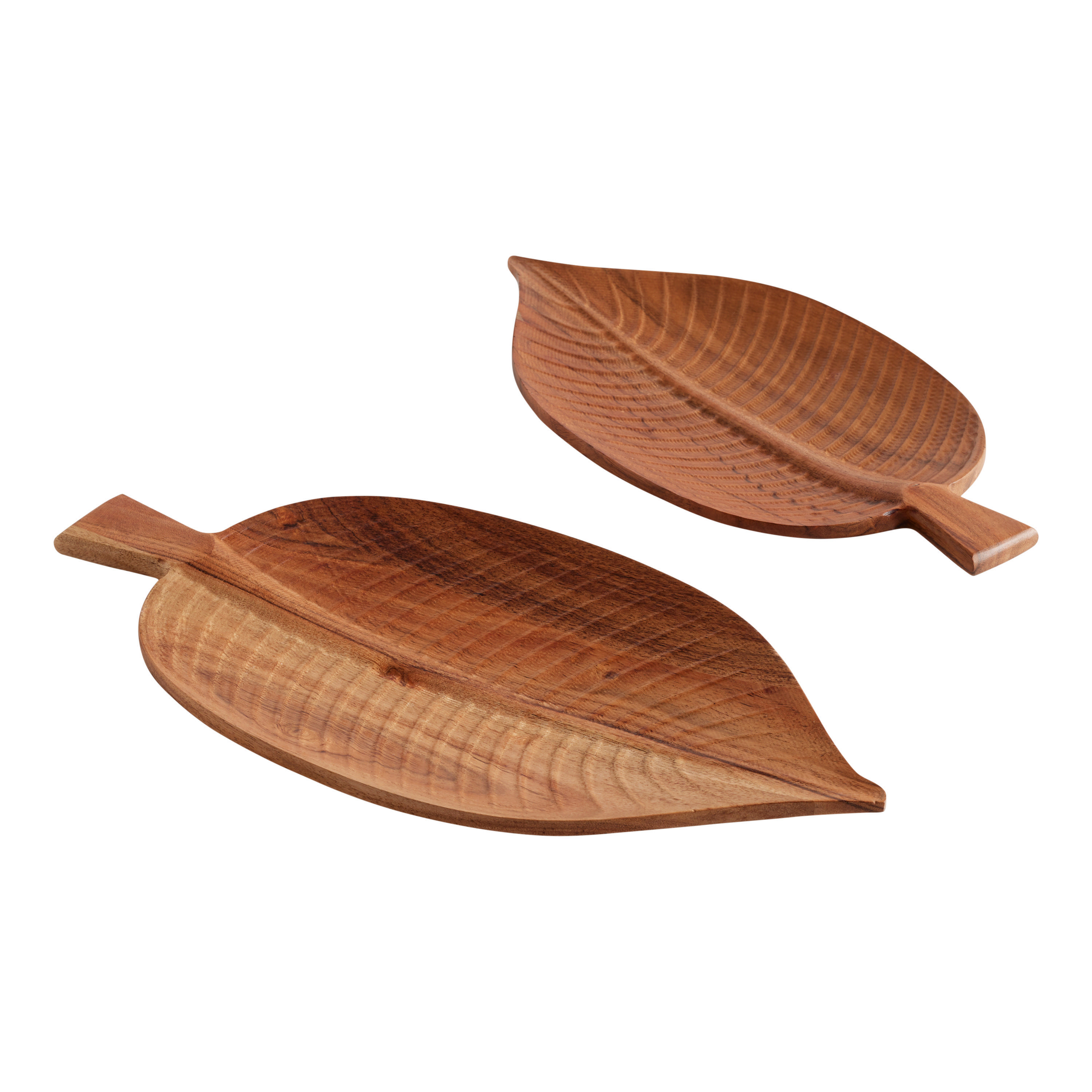 Acacia Wood Leaf Shaped Serving Tray | World Market