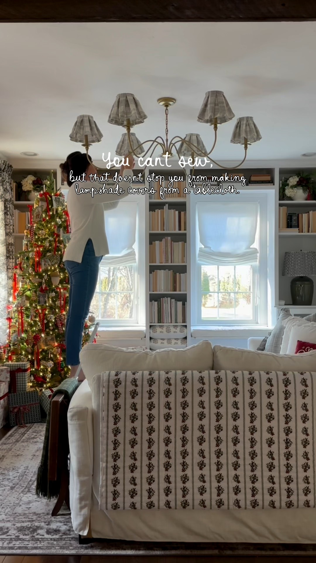 Supplies you’ll need to make your own DIY lampshade covers. The exact tablecloth I used was from Target a few years ago. 

#LTKHome