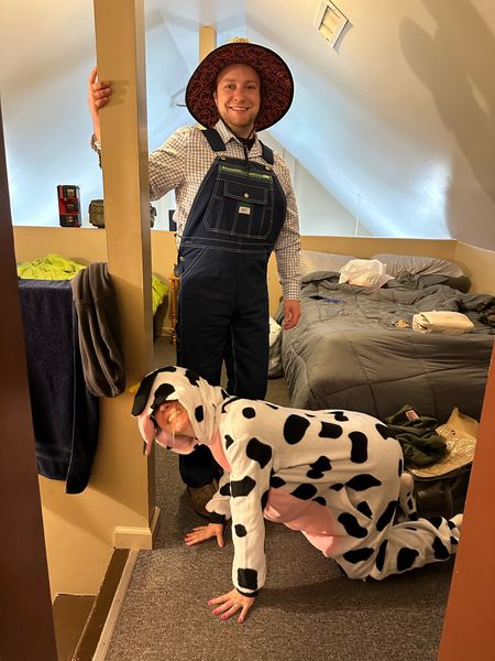 Cow and farmer couple’s Halloween costume 

#LTKHalloween
