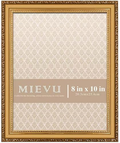 MIEVU 8×10 Picture Frame Gold - Picture Frames for Wall Hanging And Tabletop Display, Ornate Photo Frame for Poster,Vintage Frames,with Durable Plexiglass | Amazon (US)