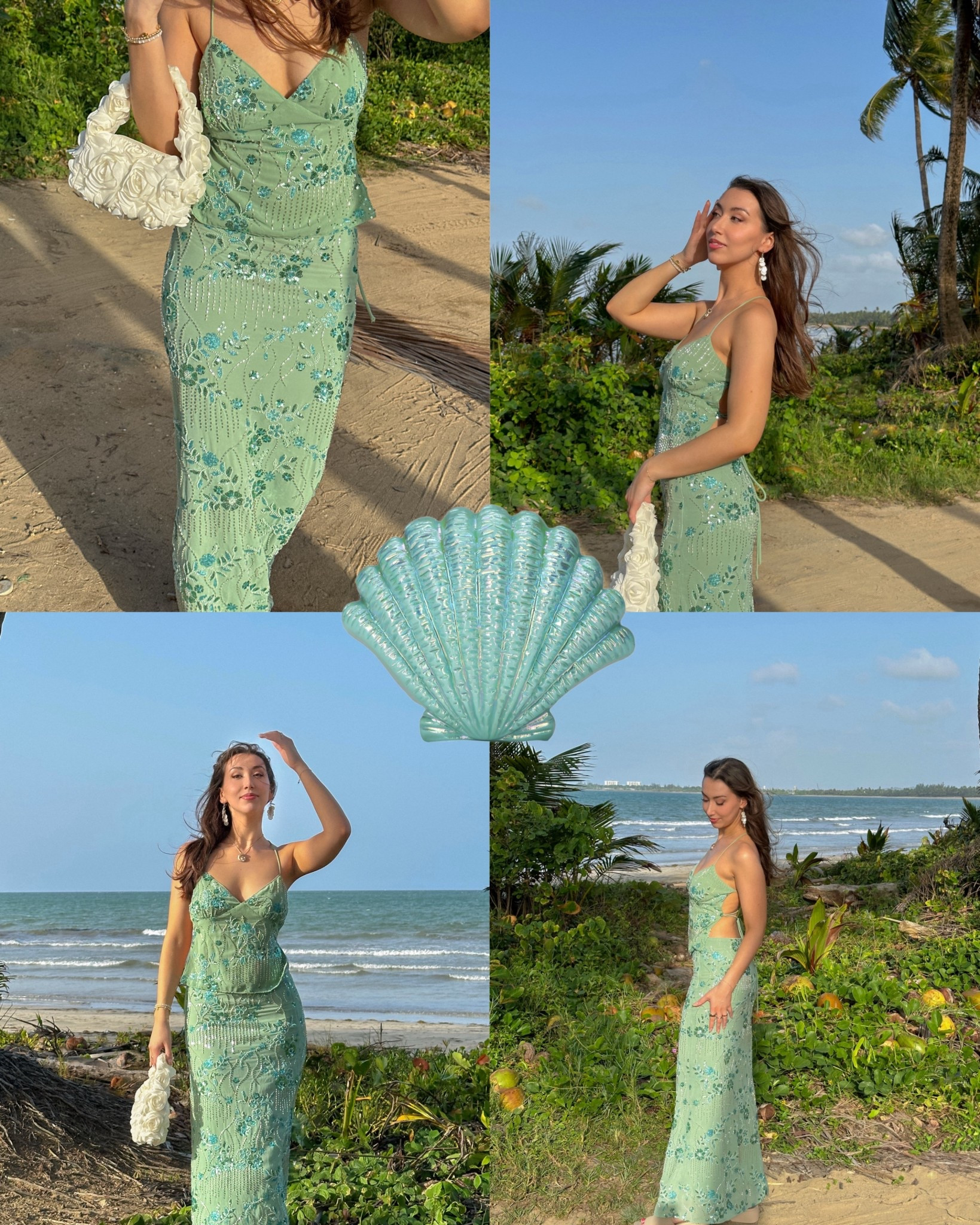 this set is so worth the price 💚🌴🌊 the beading is intricate (and dare i say kinda heavy lol - but means it’s good quality!) Great for a birthday party, baby shower (get in colors pink or blue), OR just iconic vacation photos 🫶

• wearing: size US4 in both pieces 
• shade: mint 

summer outfits inspo, summer tropical vacay outfit ideas, pose ideas for girls, mermaidcore aesthetic, coastal outfit, peppermayo beaded maxi skirt, pastel beach ootd, embellished tank top, summer 2025 fashion trends, soft girl era, that girl energy, coastal aesthetic, beachy ootd

#LTKSeasonal #LTKStyleTip #LTKFindsUnder100