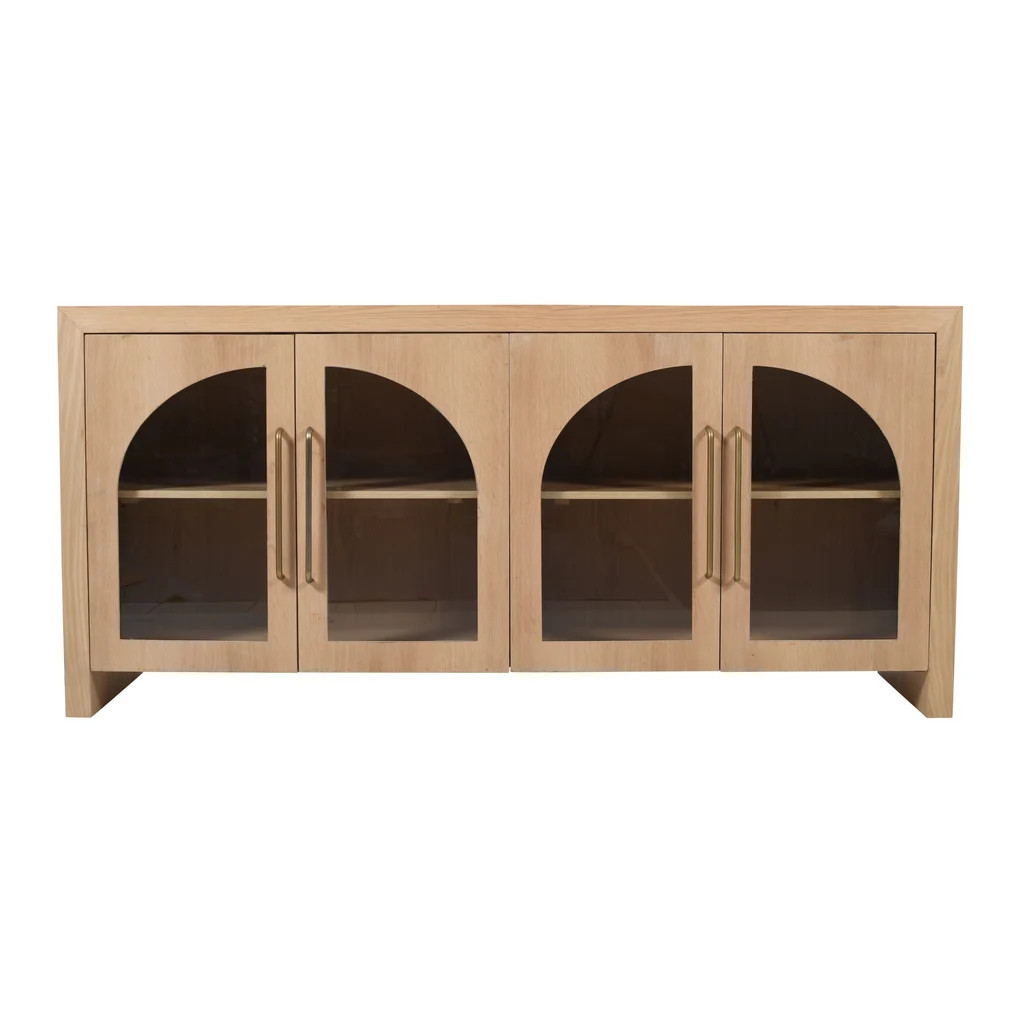 Archimedes 60 Inch Curved Arch Four Door Sideboard Storage Cabinet In Oak | 1stopbedrooms