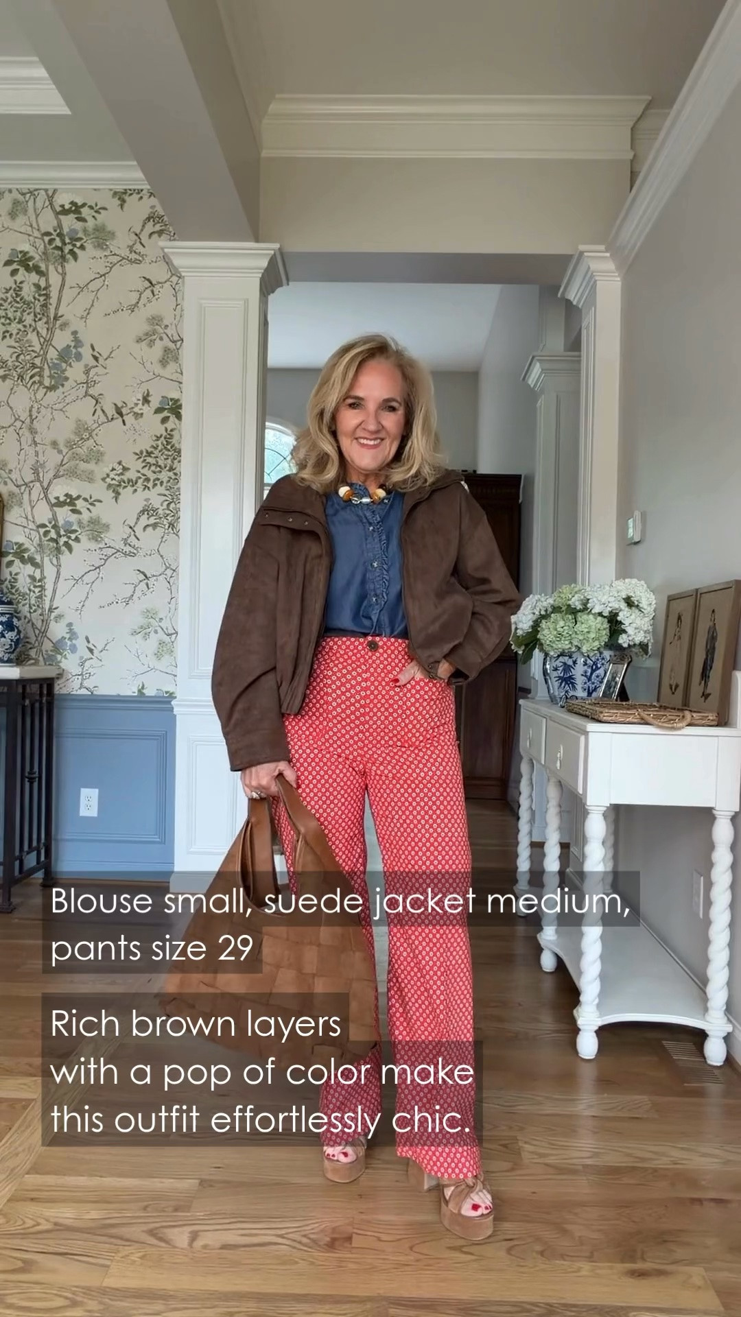 This brown jacket and red patterned pants make a fun fall outfit with plenty of personality. The denim shirt keeps it casual, while the rich brown accessories pull everything together.

💡 LTK MADE EASY
❤️ Heart = Support my posts!
🔖 Save = Get sale & restock alerts
📋 Lists = Keep favorites organized
📲 Share = Send lists and products to a friend. Hello, Christmas List!
💬 Comment = Ask me anything about what I'm wearing.:-)

#LTKgrwm #LTKootd #LTKOver40