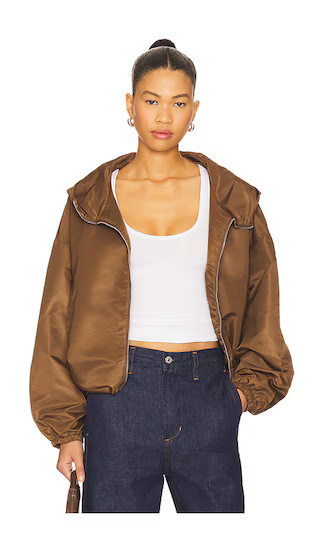 Cropped Windbreaker in Brown | Revolve Clothing (Global)