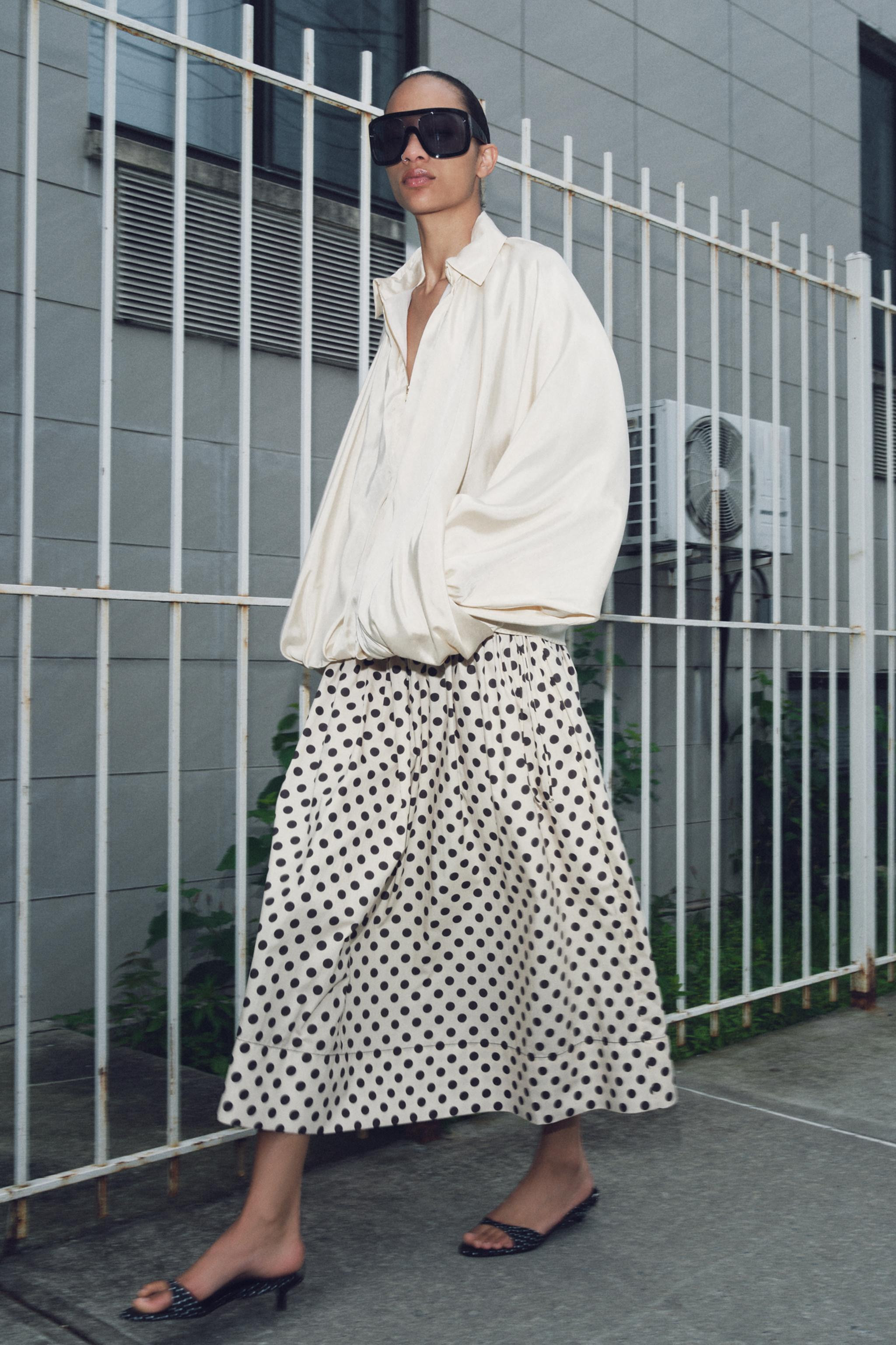 ZW COLLECTION POLKA DOT MIDI SKIRT | Zara UK